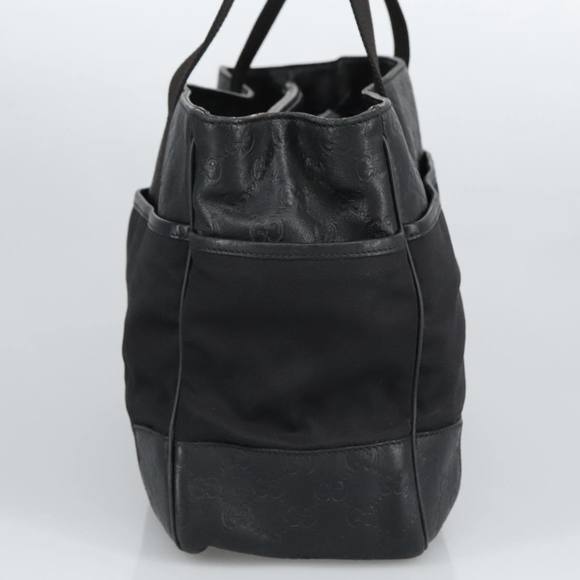 GUCCI GG Canvas Guccissima Tote Bag Leather Black Silver 161770 Auth bs19401 - Picture 3 of 16